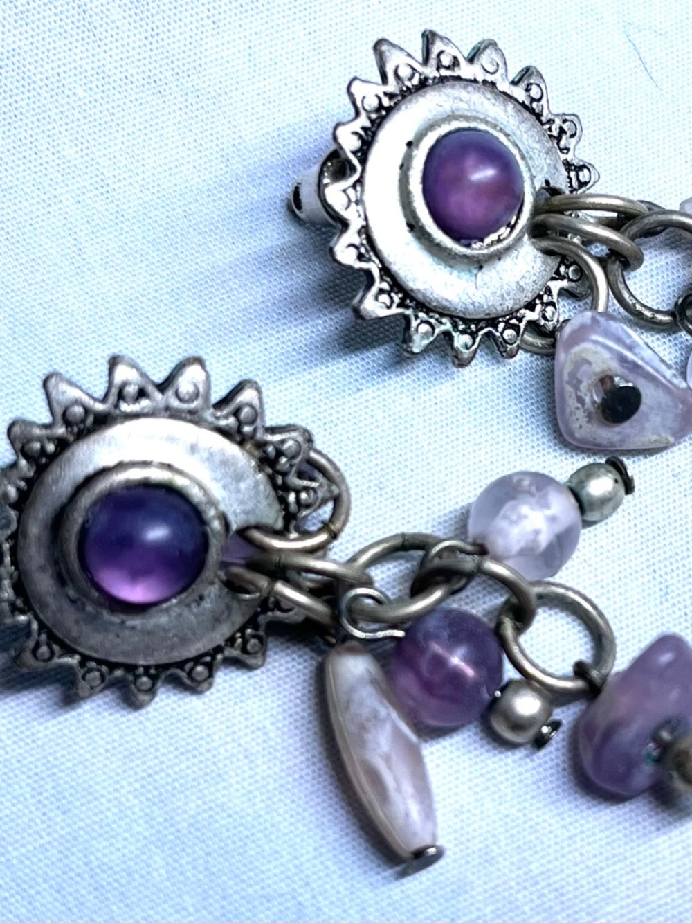 Vintage Sterling Silver with Bead Earrings